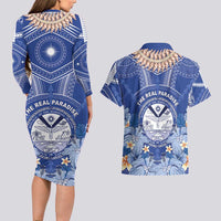 Marshall Islands Jemenei Day Couples Matching Long Sleeve Bodycon Dress and Hawaiian Shirt Polynesian Tribal Tattoo Seashell Necklace LT05 - Polynesian Pride