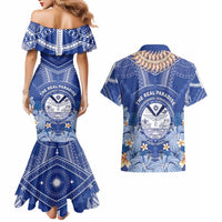 Marshall Islands Jemenei Day Couples Matching Mermaid Dress and Hawaiian Shirt Polynesian Tribal Tattoo Seashell Necklace LT05 - Polynesian Pride