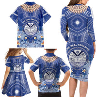Marshall Islands Jemenei Day Family Matching Long Sleeve Bodycon Dress and Hawaiian Shirt Polynesian Tribal Tattoo Seashell Necklace LT05 - Polynesian Pride