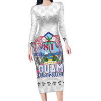 Guam Chamorro Liberation Day Family Matching Long Sleeve Bodycon Dress and Hawaiian Shirt 81st Anniversary LT05 Mom's Dress White - Polynesian Pride