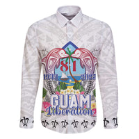 Guam Chamorro Liberation Day Family Matching Off The Shoulder Long Sleeve Dress and Hawaiian Shirt 81st Anniversary LT05 Dad's Shirt - Long Sleeve White - Polynesian Pride