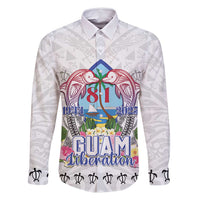 Guam Chamorro Liberation Day Family Matching Off Shoulder Short Dress and Hawaiian Shirt 81st Anniversary LT05 Dad's Shirt - Long Sleeve White - Polynesian Pride