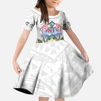 Guam Chamorro Liberation Day Family Matching Short Sleeve Bodycon Dress and Hawaiian Shirt 81st Anniversary LT05 Daughter's Dress White - Polynesian Pride