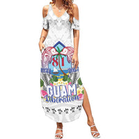 Guam Chamorro Liberation Day Family Matching Summer Maxi Dress and Hawaiian Shirt 81st Anniversary LT05 Mom's Dress White - Polynesian Pride