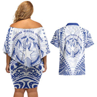 Northern Mariana Islands Liberation Day Couples Matching Off Shoulder Short Dress and Hawaiian Shirt 79th Anniversary LT05 - Polynesian Pride
