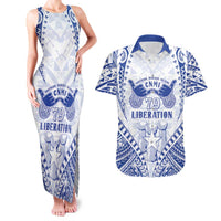 Northern Mariana Islands Liberation Day Couples Matching Tank Maxi Dress and Hawaiian Shirt 79th Anniversary LT05 Blue - Polynesian Pride