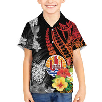 French Polynesia Bastille Day Family Matching Short Sleeve Bodycon Dress and Hawaiian Shirt Tropical Turtle Hibiscus Polynesian Pattern LT05 Son's Shirt Black - Polynesian Pride