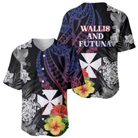 Wallis and Futuna Bastille Day Baseball Jersey Tropical Turtle Hibiscus Polynesian Pattern LT05 - Polynesian Pride