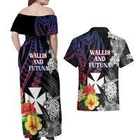 Wallis and Futuna Bastille Day Couples Matching Off Shoulder Maxi Dress and Hawaiian Shirt Tropical Turtle Hibiscus Polynesian Pattern LT05 - Polynesian Pride