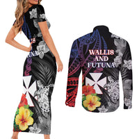 Wallis and Futuna Bastille Day Couples Matching Short Sleeve Bodycon Dress and Long Sleeve Button Shirt Tropical Turtle Hibiscus Polynesian Pattern LT05 - Polynesian Pride