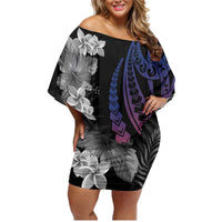 Wallis and Futuna Bastille Day Family Matching Off Shoulder Short Dress and Hawaiian Shirt Tropical Turtle Hibiscus Polynesian Pattern LT05 Mom's Dress Black - Polynesian Pride