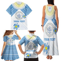 Personalised Palau Constitution Day Family Matching Tank Maxi Dress and Hawaiian Shirt Polynesian Turtle LT05 - Polynesian Pride