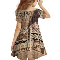 Samoa Siapo Elegant Family Matching Off Shoulder Maxi Dress and Hawaiian Shirt Hibiscus Chocolate Brown Motifs LT05 - Polynesian Pride