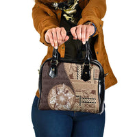 Samoa Siapo Elegant Shoulder Handbag Hibiscus Chocolate Brown Motifs - Polynesian Pride