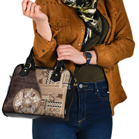 Samoa Siapo Elegant Shoulder Handbag Hibiscus Chocolate Brown Motifs - Polynesian Pride