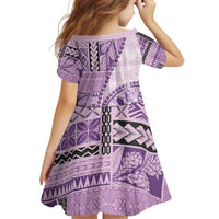 Samoa Siapo Elegant Family Matching Off Shoulder Maxi Dress and Hawaiian Shirt Hibiscus Violet Motifs LT05 - Polynesian Pride