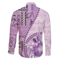 Samoa Siapo Elegant Family Matching Summer Maxi Dress and Hawaiian Shirt Hibiscus Violet Motifs LT05 - Polynesian Pride