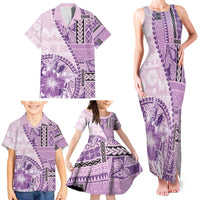 Samoa Siapo Elegant Family Matching Tank Maxi Dress and Hawaiian Shirt Hibiscus Violet Motifs LT05 - Polynesian Pride
