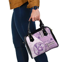 Samoa Siapo Elegant Shoulder Handbag Hibiscus Violet Motifs - Polynesian Pride