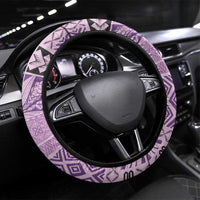 Samoa Siapo Elegant Steering Wheel Cover Hibiscus Violet Motifs - Polynesian Pride