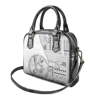 Samoa Siapo Elegant Shoulder Handbag Hibiscus White Motifs - Polynesian Pride
