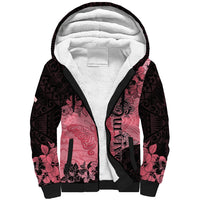 Personalized Breast Cancer Sherpa Hoodie Survivor Polynesian Ribbon Butterfly LT05 Unisex Pink - Polynesian Pride