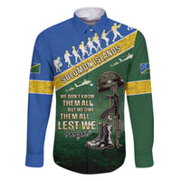 Solomon Islands Remembrance Day Family Matching Off The Shoulder Long Sleeve Dress and Hawaiian Shirt Lest We Forget LT05 Dad's Shirt - Long Sleeve Green - Polynesian Pride