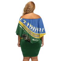 Solomon Islands Remembrance Day Family Matching Off Shoulder Short Dress and Hawaiian Shirt Lest We Forget LT05 - Polynesian Pride