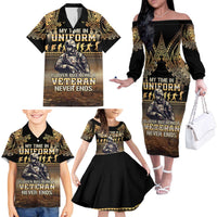 Polynesia Veterans Day Family Matching Off The Shoulder Long Sleeve Dress and Hawaiian Shirt Thank You Veterans Polynesian Pattern LT05 - Polynesian Pride