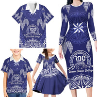 Personalised Queen Salote College Centenary Family Matching Long Sleeve Bodycon Dress and Hawaiian Shirt Tongan Kupesi Pattern LT05 - Polynesian Pride