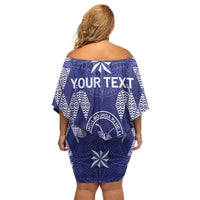 Personalised Queen Salote College Centenary Family Matching Off Shoulder Short Dress and Hawaiian Shirt Tongan Kupesi Pattern LT05 - Polynesian Pride