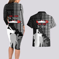 Pearl Harbor Remembrance Day Couples Matching Long Sleeve Bodycon Dress and Hawaiian Shirt USS Arizona In Memory With Polynesian Pattern LT05 - Polynesian Pride