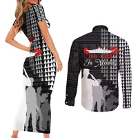 Pearl Harbor Remembrance Day Couples Matching Short Sleeve Bodycon Dress and Long Sleeve Button Shirt USS Arizona In Memory With Polynesian Pattern LT05 - Polynesian Pride