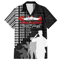Pearl Harbor Remembrance Day Family Matching Puletasi Dress and Hawaiian Shirt USS Arizona In Memory With Polynesian Pattern LT05 Dad's Shirt - Short Sleeve Black - Polynesian Pride