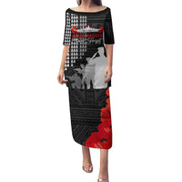 Pearl Harbor Remembrance Day Family Matching Puletasi Dress and Hawaiian Shirt USS Arizona In Memory With Polynesian Pattern LT05 Mom's Dress Black - Polynesian Pride