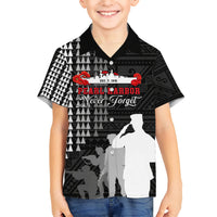 Pearl Harbor Remembrance Day Kid Hawaiian Shirt USS Arizona In Memory With Polynesian Pattern LT05 Kid Black - Polynesian Pride