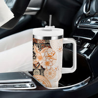 Fiji Tumbler With Handle Masi Tapa Pattern Brown