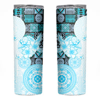 Fiji Skinny Tumbler Masi Tapa Pattern Blue