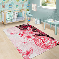 Fiji Area Rug Masi Tapa Pattern Red LT05 - Polynesian Pride