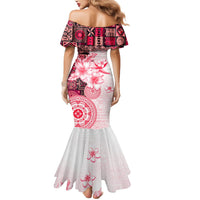Fiji Mermaid Dress Masi Tapa Pattern Red LT05 - Polynesian Pride