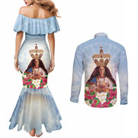 Guam Patroness Couples Matching Mermaid Dress and Long Sleeve Button Shirt The Legend Santa Marian Kamalen LT05 - Polynesian Pride