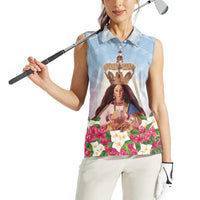 Guam Patroness Women Sleeveless Polo Shirt The Legend Santa Marian Kamalen LT05 - Polynesian Pride