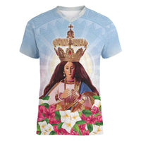 Guam Patroness Women V-Neck T-Shirt The Legend Santa Marian Kamalen LT05 Female Blue - Polynesian Pride