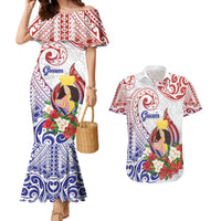 Happy Guam Santa Marian Kamalen Day Couples Matching Mermaid Dress and Hawaiian Shirt LT05 White - Polynesian Pride