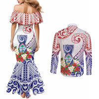 Happy Guam Santa Marian Kamalen Day Couples Matching Mermaid Dress and Long Sleeve Button Shirt LT05 - Polynesian Pride