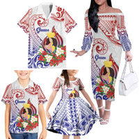 Happy Guam Santa Marian Kamalen Day Family Matching Off The Shoulder Long Sleeve Dress and Hawaiian Shirt LT05 - Polynesian Pride