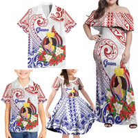 Happy Guam Santa Marian Kamalen Day Family Matching Off Shoulder Maxi Dress and Hawaiian Shirt LT05 - Polynesian Pride