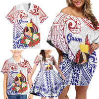 Happy Guam Santa Marian Kamalen Day Family Matching Off Shoulder Short Dress and Hawaiian Shirt LT05 - Polynesian Pride