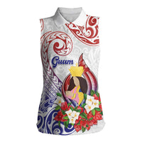 Happy Guam Santa Marian Kamalen Day Women Sleeveless Polo Shirt LT05 Female White - Polynesian Pride