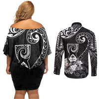 Guam MLK Day Couples Matching Off Shoulder Short Dress and Long Sleeve Button Shirt The Legacy Of MLK LT05 - Polynesian Pride